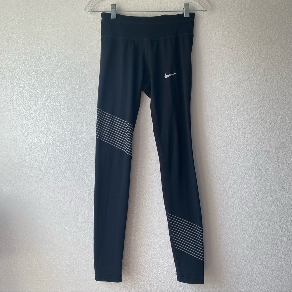 Nike Black Reflective Stripes Running Leggings Women's XS